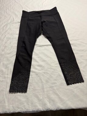 Lululemon Black Leggings with Embellished Hem